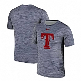 Texas Rangers Gray Black Striped Logo Performance T-Shirt,baseball caps,new era cap wholesale,wholesale hats